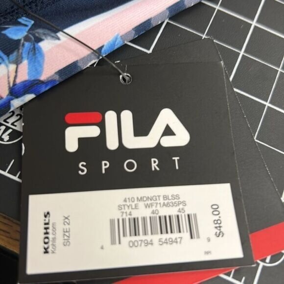 Fila Sport Womens Plus Midnight Bliss Capri Leggings 2X Navy Blue Floral Side St - Picture 4 of 9